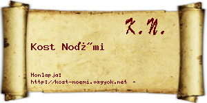 Kost Noémi névjegykártya